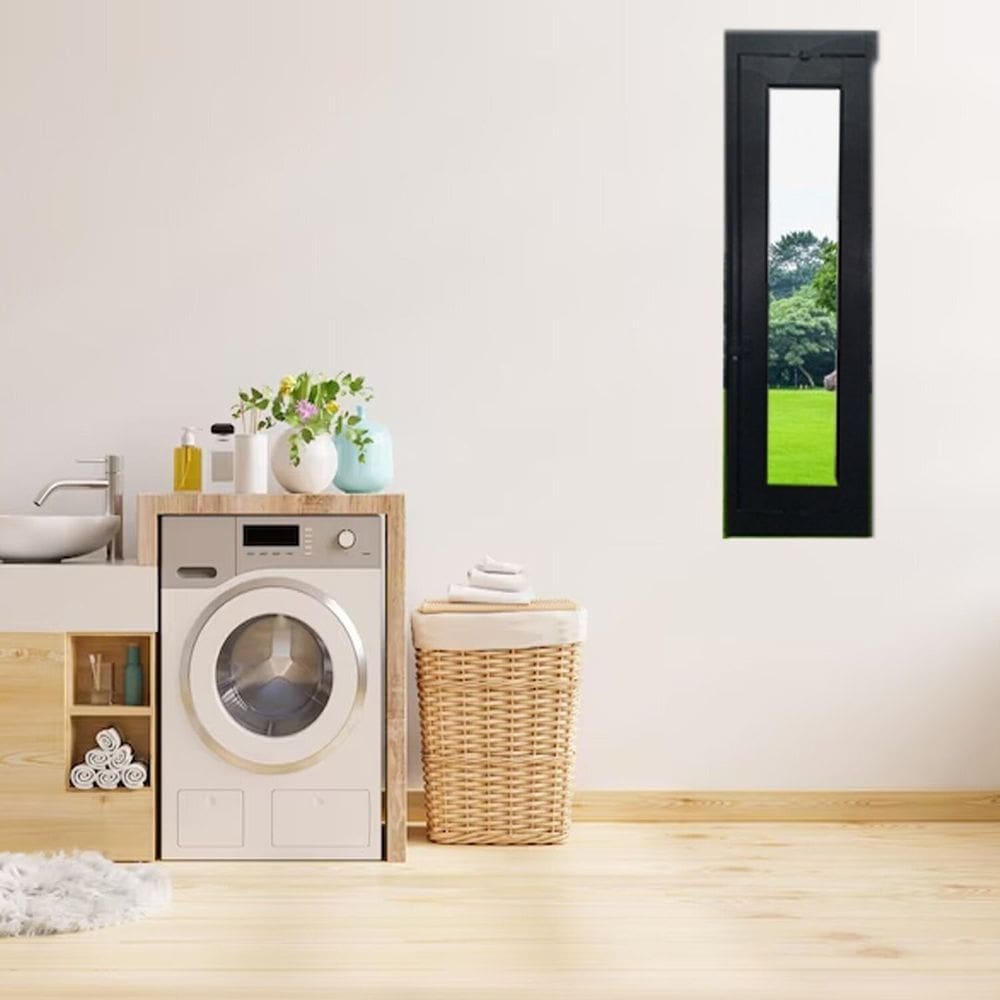 Janela Vitrô Capelinha de Alumínio 80x30 cm Linha Veneza Preto