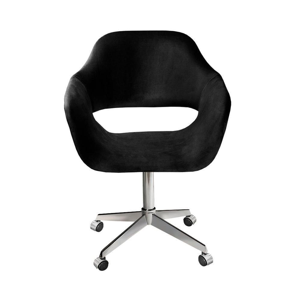 Poltrona Decorativa Zara Pé Giratório de Metal Sala Recepção Preto