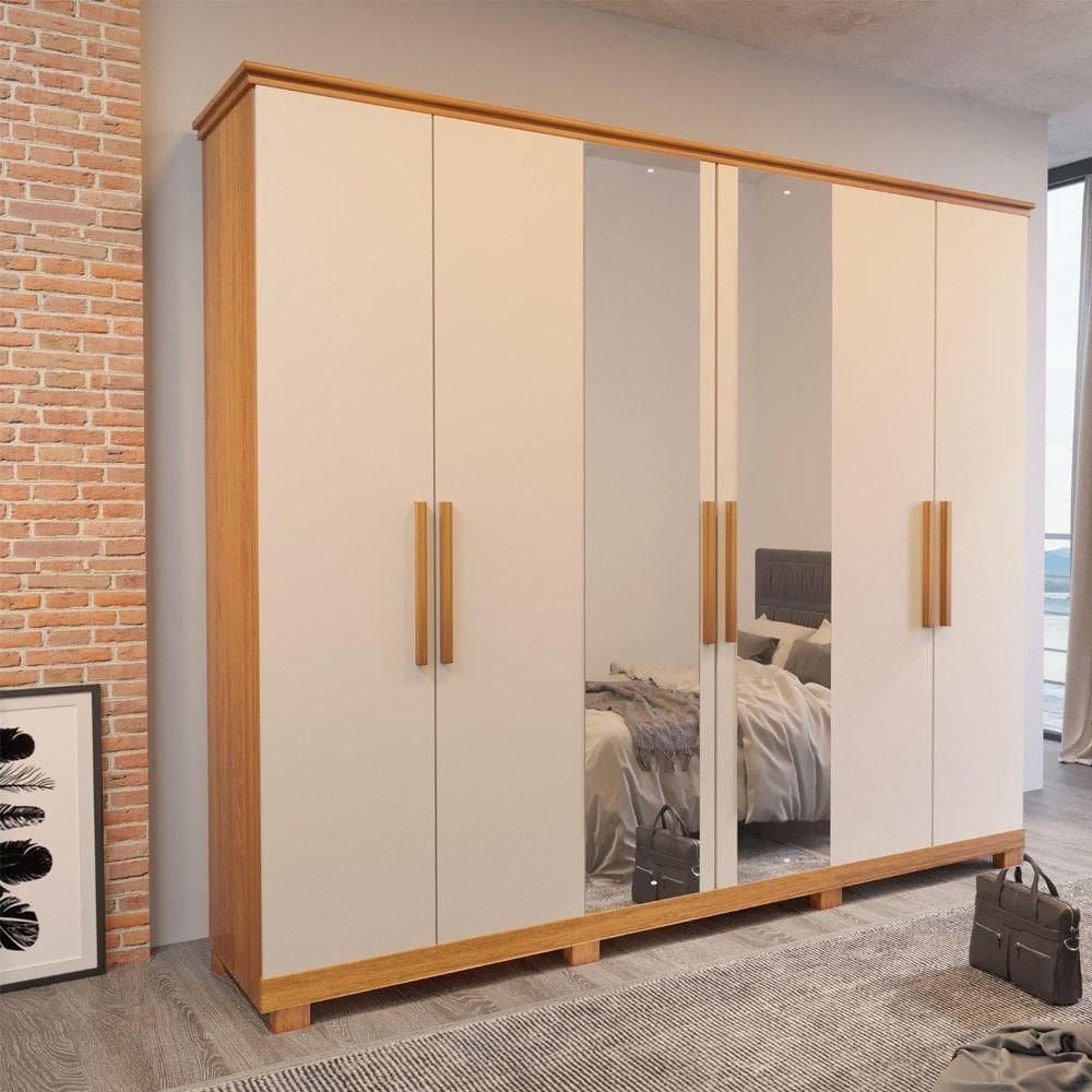 Guarda Roupa Vellar Liso 6 Portas Bom Pastor Naturale-off White