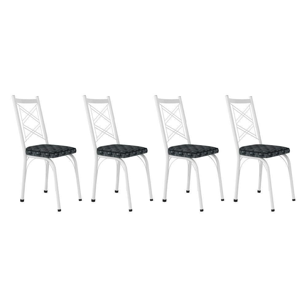 Kit 4 Cadeiras De Cozinha Delaware Estampado Mosaico Silver Pés De Ferro Branco
