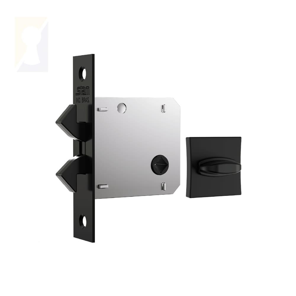 Fechadura Stam Correr/Bater Banheiro 1006s Preto