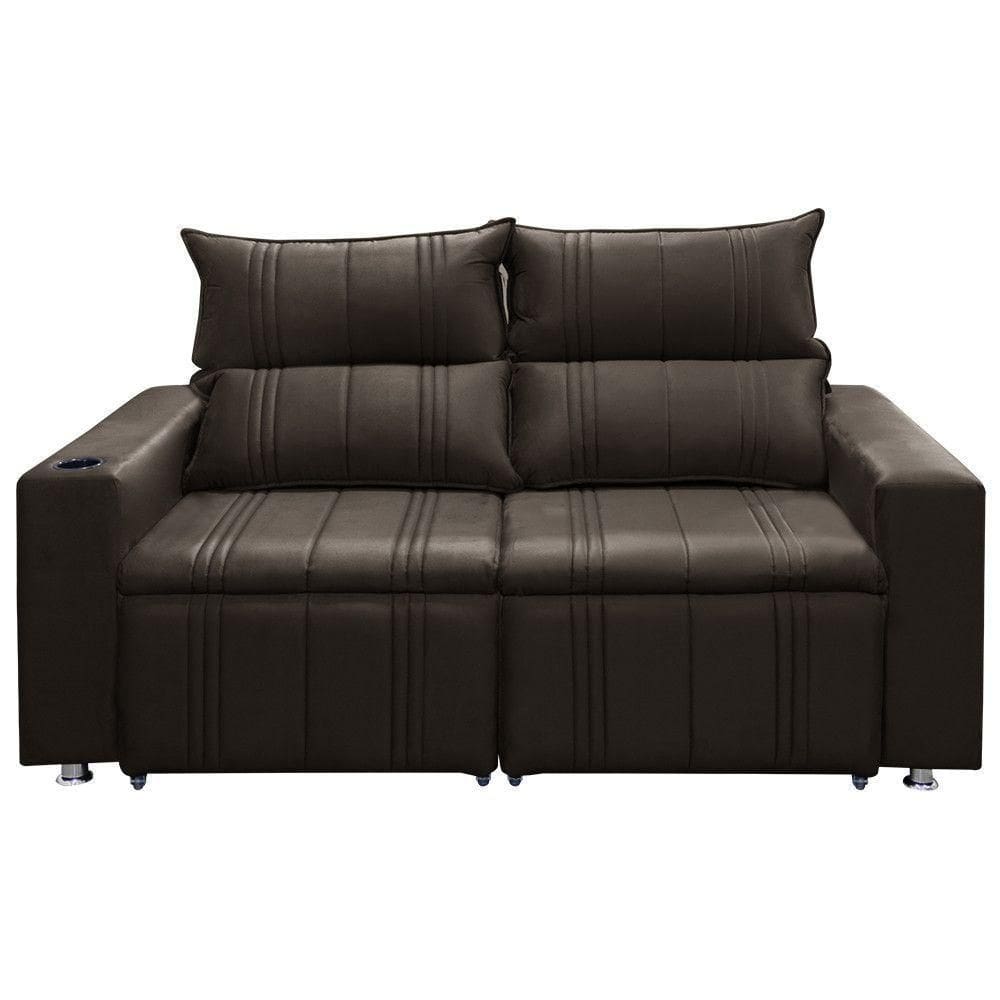 Sofá 2 Lugares Retrátil E Reclinável Madri 1,50m - Suede Castor