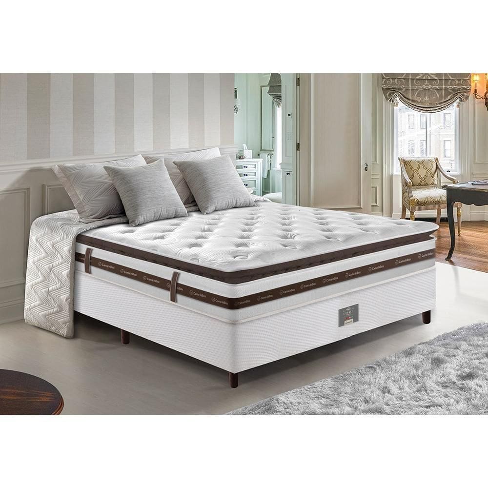 Cama Box Casal Colchão + Box 138x188 Molas Ensacadas Cama Inbox Relax Pillow