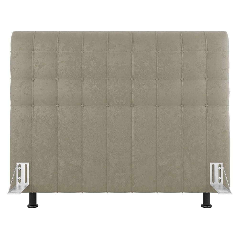 Cabeceira Cama Box Casal King Size Dahlia 195Cm Com Frame Suede Bege - Abmaza