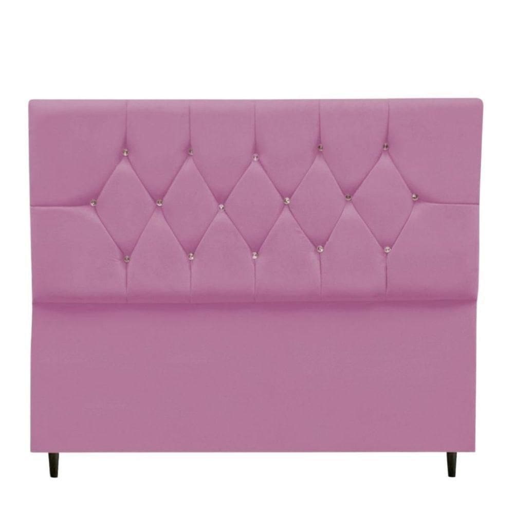 Cabeceira Estofada Cama Box King 195 Cm Geovana Suede Rosê