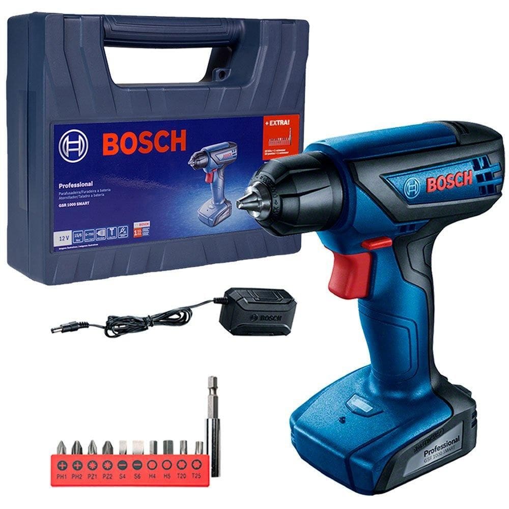 Parafusadeira Furadeira GSR1000 a Bateria 12V Bosch + Maleta