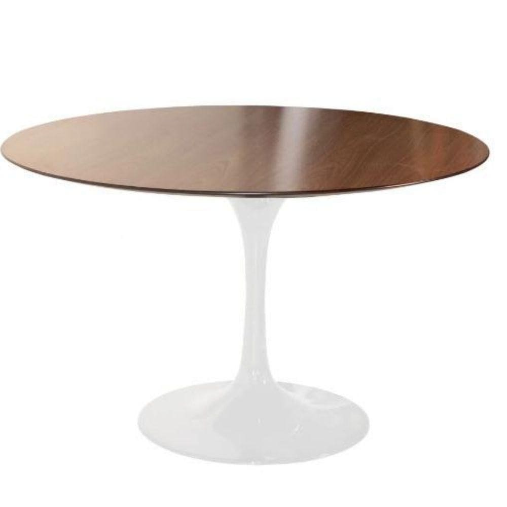 Mesa De Jantar Tulipa Saarinen Redonda 160 Cm Tampo Imbuia Base Branca