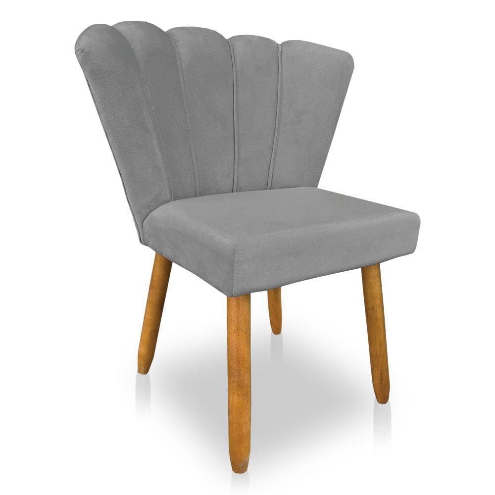 Cadeira Poltrona Flor Veludo Pés Palito Castanho Grafite