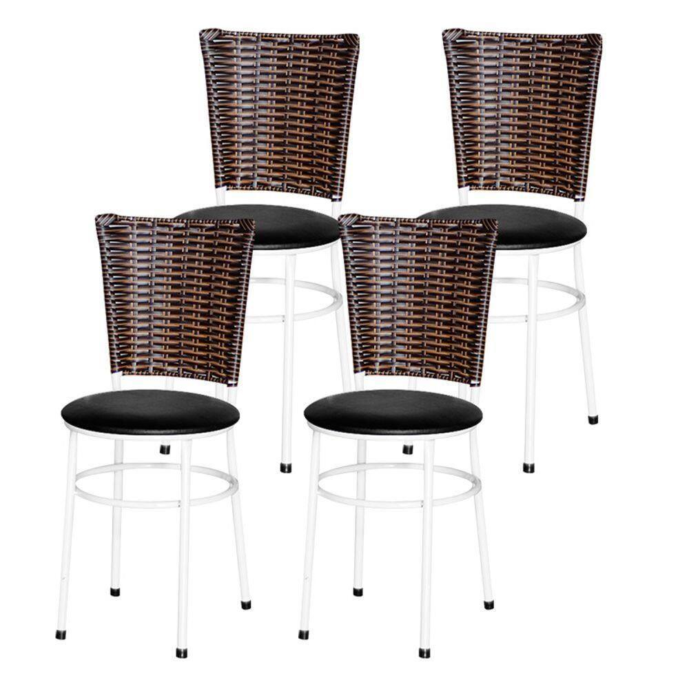 4 Cadeiras Para Mesa Branca Hawai Avelã Cor:preto