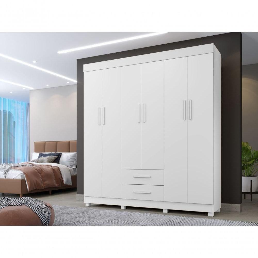 Roupeiro Copacabana New 6 Portas 2 Gavetas Benetil Cor:branco