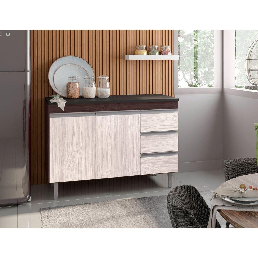 Balcão Gabinete Para Cozinha Andréia 120 Cm Castanho/avelã