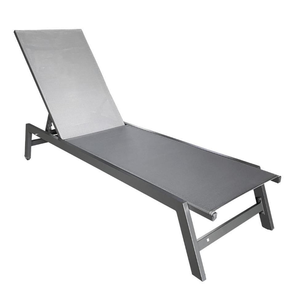 Espreguiçadeira Jeri Fratini 191 Cm (largura) Em Alumínio E Assento Em Tela Cor Cinza Com 2 Rodinhas