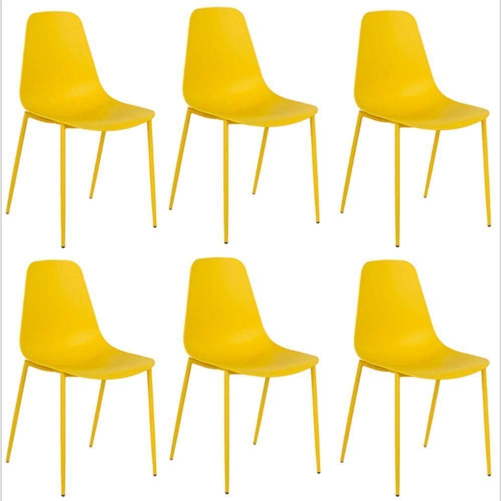 Kit 6 Cadeiras Miami C- Assento Em Polipropileno E Base Em Aço Pintado Fratini Amarelo