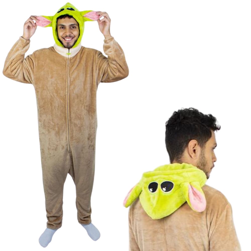 Baby Yoda Macacão Kigurumi Pijama Roupa Fantasia Cosplay Inverno Adulto Oficial Star Wars