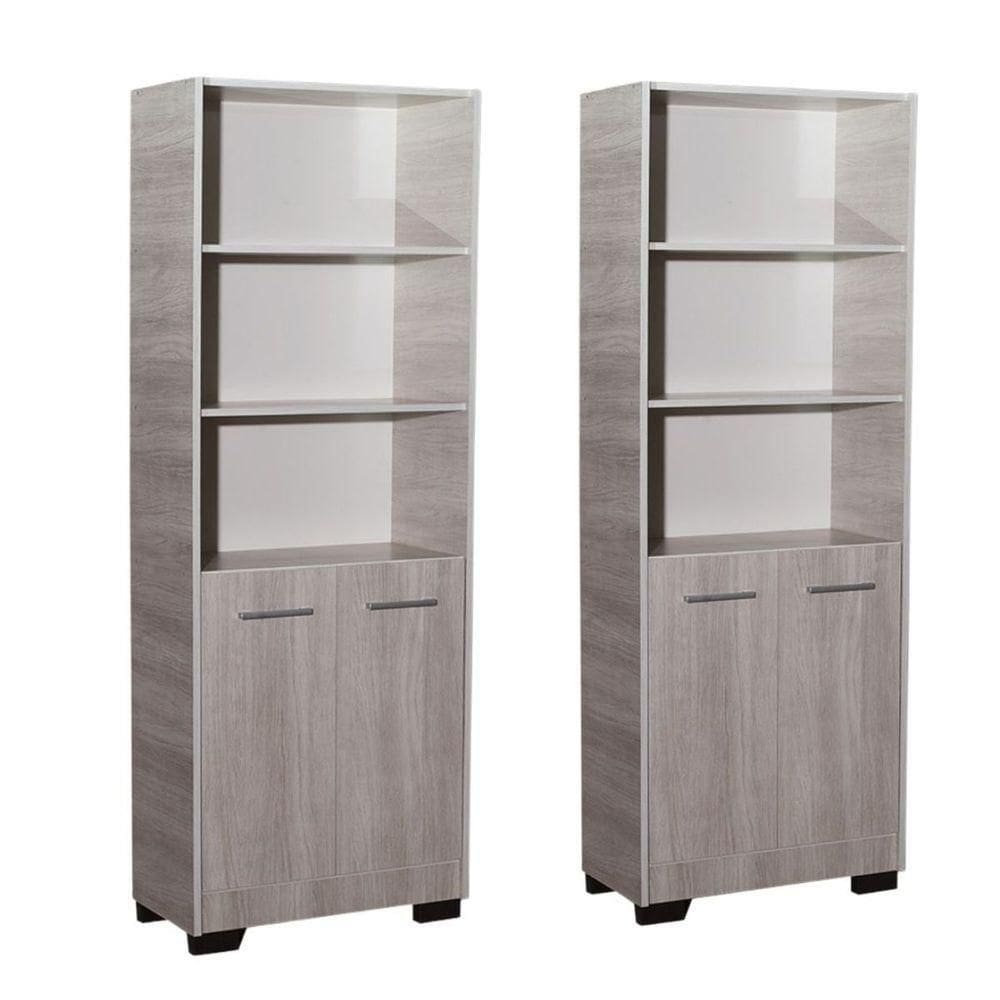 Kit 2 Estante Para Livros Livreiro Giovana Natural Com Porta