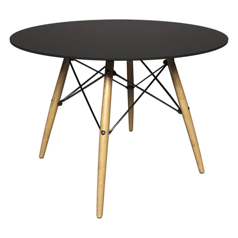 Mesa De Jantar 4 Lugares Redonda 120cm Tampo Mdf Pés Eiffel Paris R02 Preto - Mpozenato