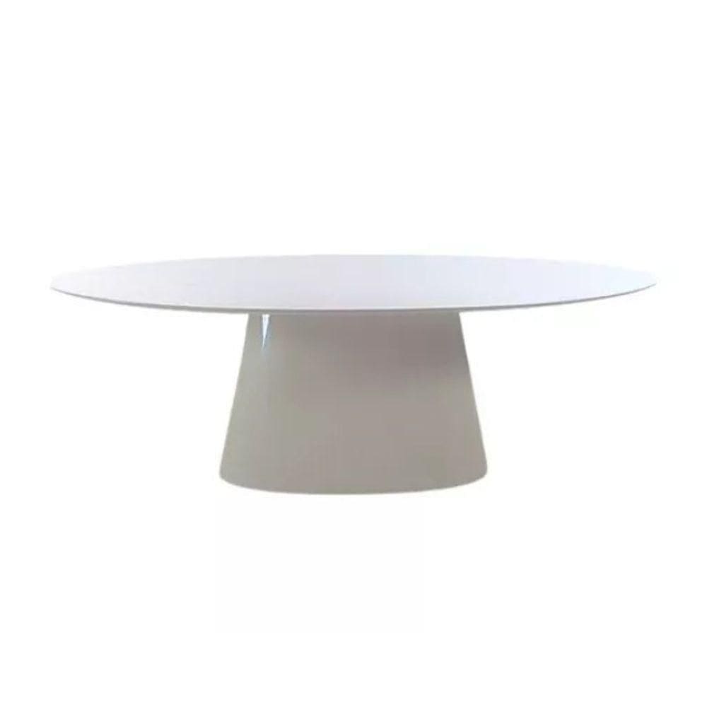 Mesa De Jantar Cone Oval 180x100 Cm Laqueada Cores Branco