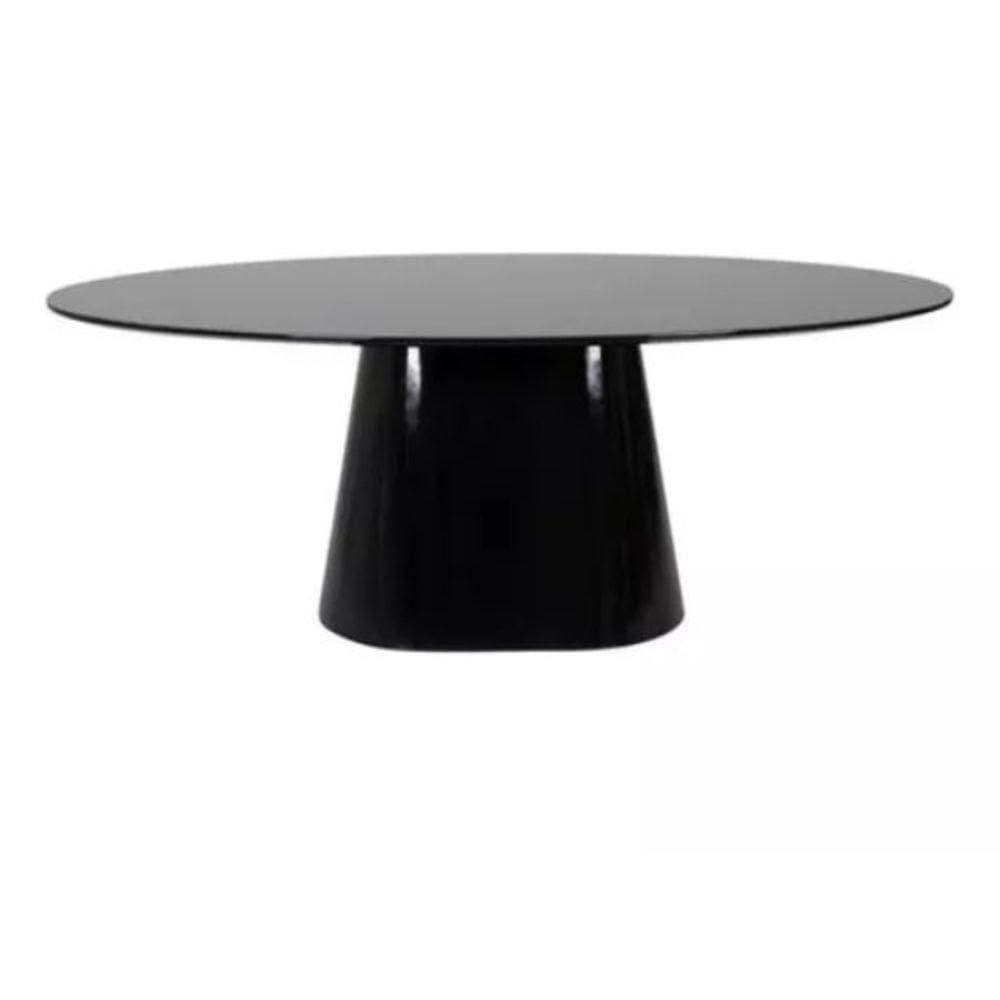 Mesa De Jantar Cone Oval 180x100 Cm Laqueada Cores Preto