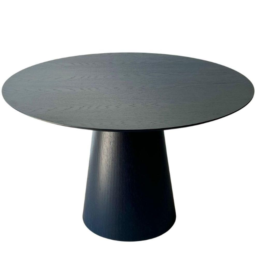 Mesa De Jantar Cone Redonda 100 Cm Base Madeira ébano Tampo ébano