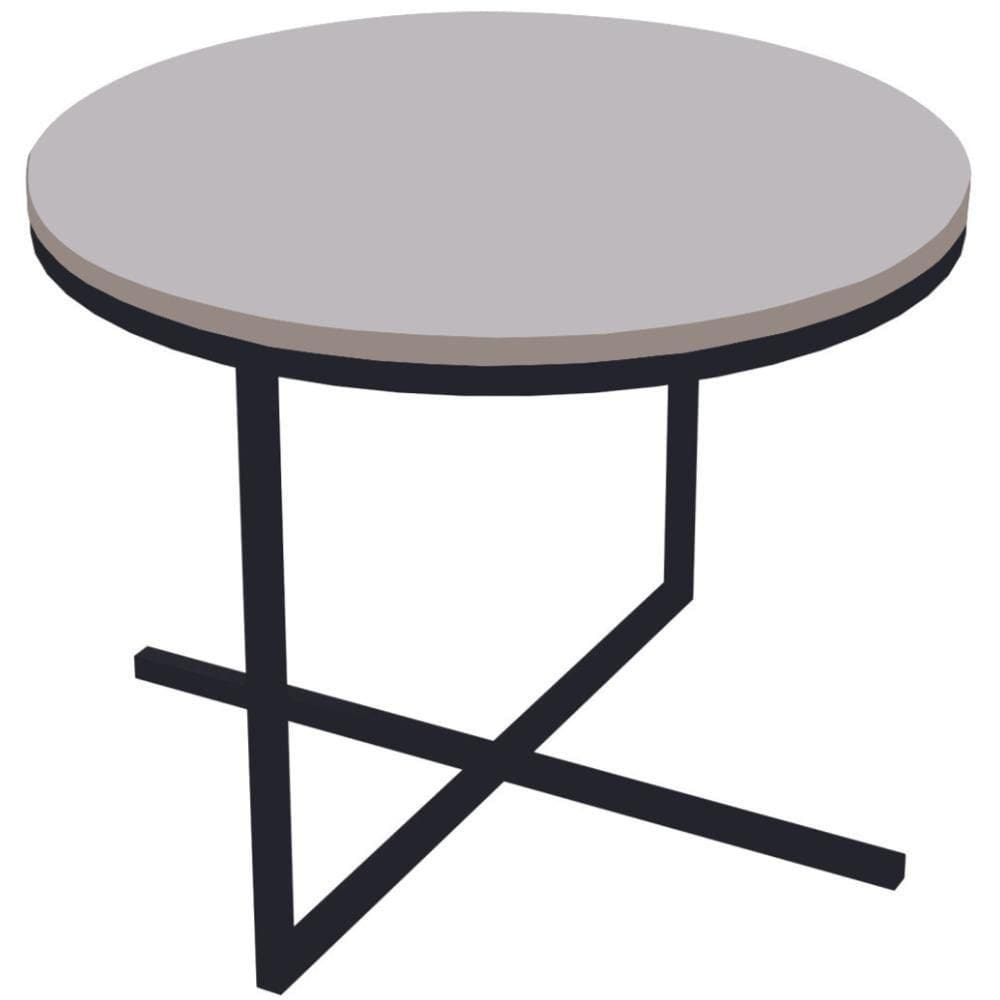 Mesa Lateral Redonda Volpi Artesano 36 Cm (altura) Em Mdp Bp Estrutura Preta Metálica Em Aço Branco