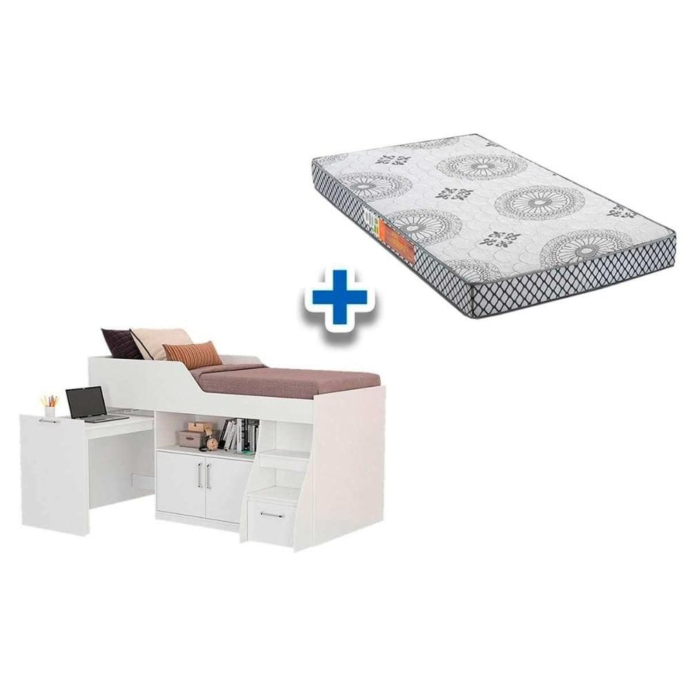 Colchão Pérola Polar + Cama Multifunção Bianca II Branco