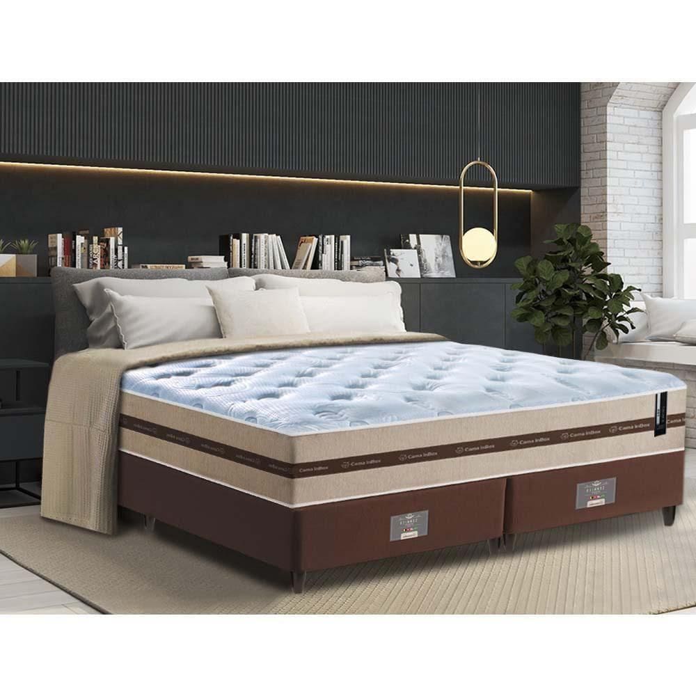 Conjunto Cama Box Queen (colchão + Box) De Molas Cama Inbox Smart Pró 158x198x60 Bege