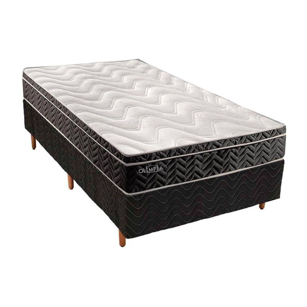 Cama Box Solteiro: Colchão Molas Paropas Extrapedic Olímpia + Base CRC Suede Black(88x188)