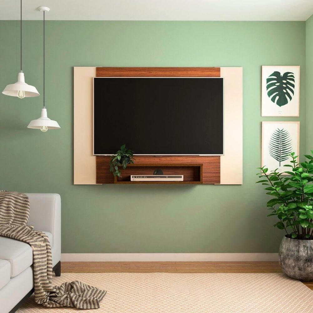 Painel Cine Para Tv 47 Com Nicho Cedro / Off White
