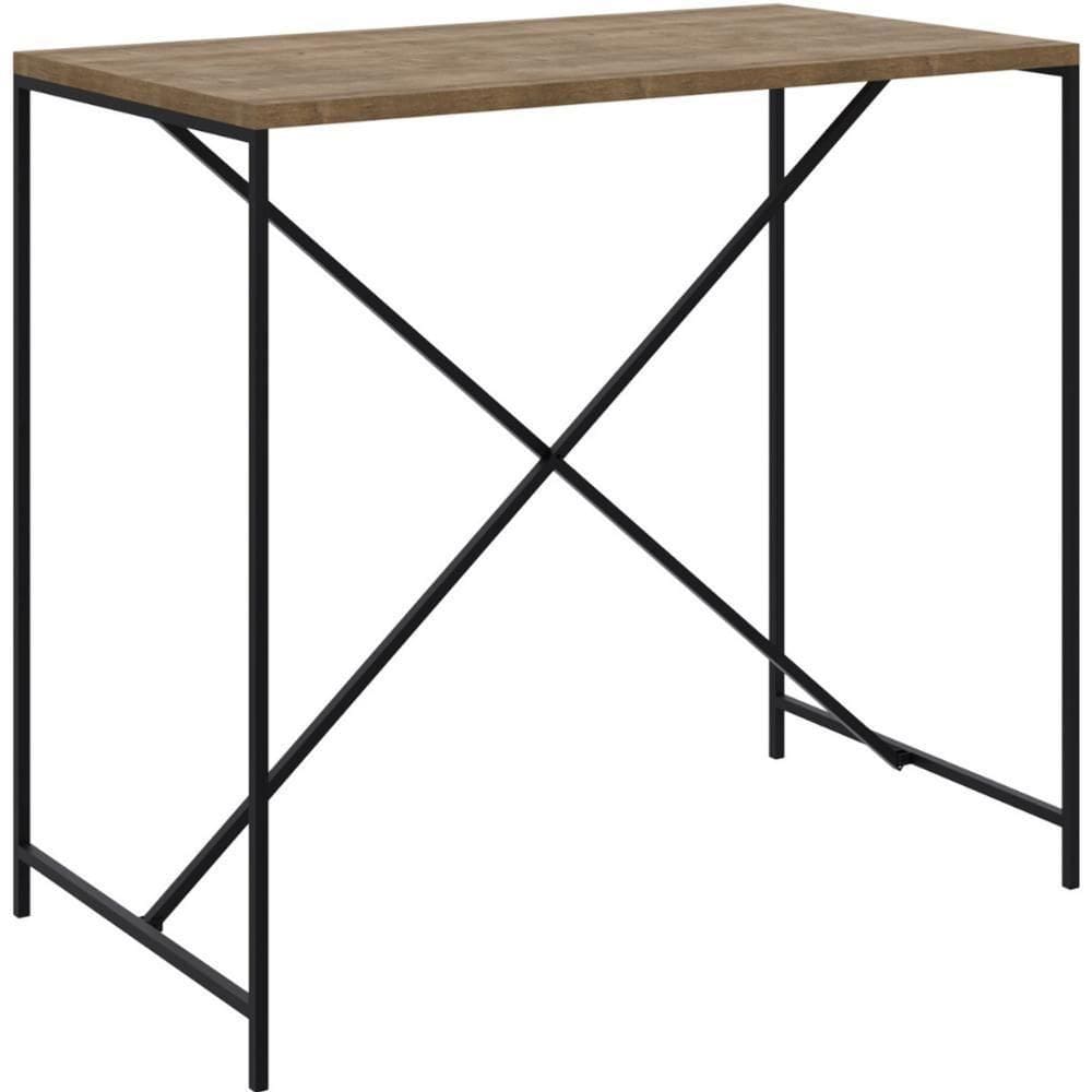 Mesa Industrial Steel Quadra Artesano 110 Cm (largura) Em Mdp Vermont Estrutura Aço Preto Fosco