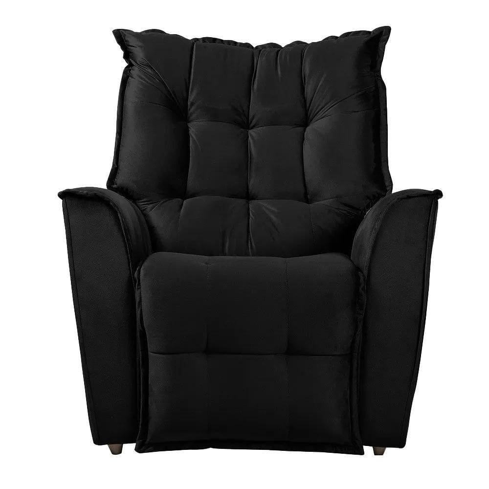 Poltrona Do Papai Reclinável King Veludo Shop Das Cabeceiras Preto