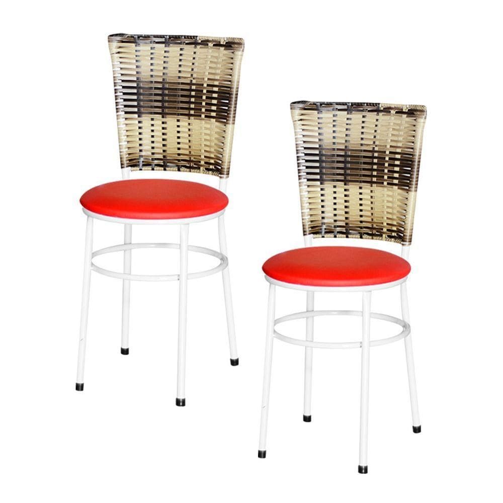 2 Cadeiras Para Mesa Branca Hawai Cappuccino Premium Cor:vermelho