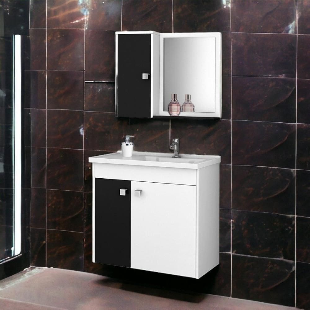 Conjunto Para Banheiro Munique Branco e Preto Fosco Bechara