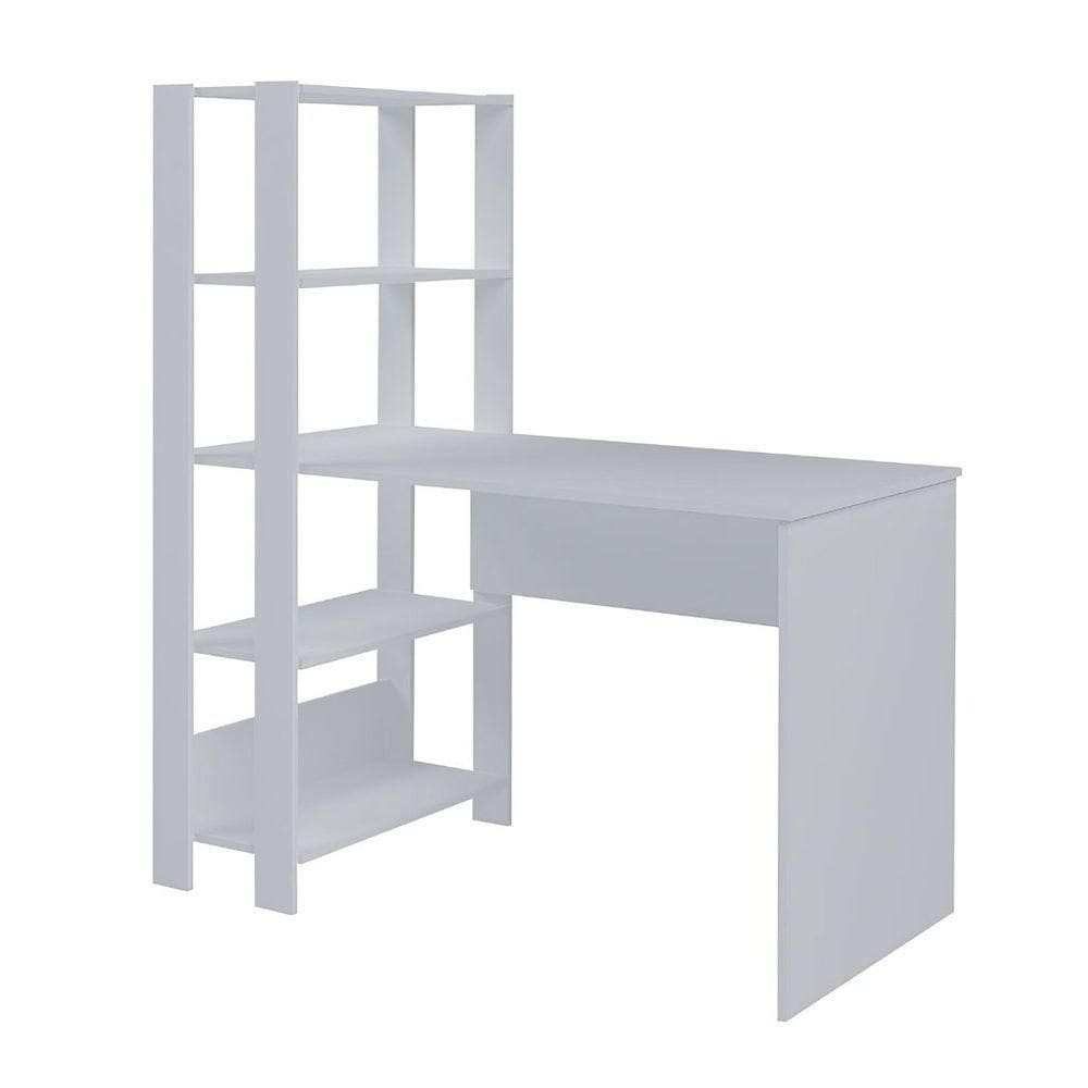 Mesa Escrivaninha Office Com Estante 3 Prateleiras Match Branco
