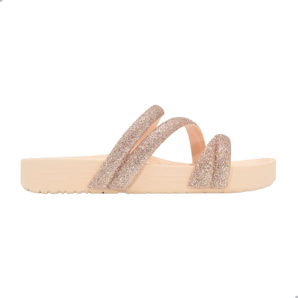 Tamanco Slide Zaxy Glitter Palha