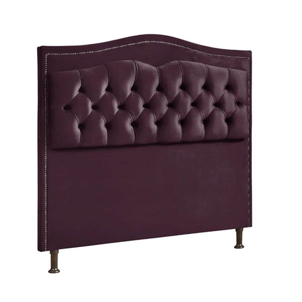 Cabeceira Estofada Holanda Casal Veludo Shop Das Cabeceiras Roxo