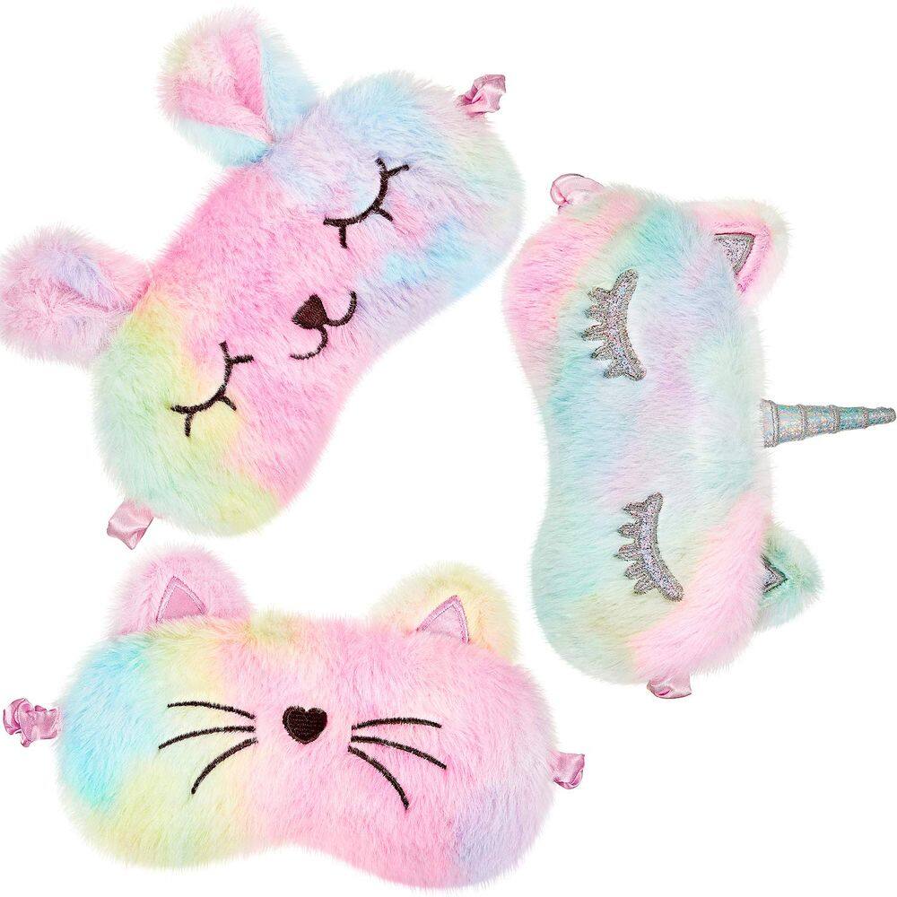 Máscara de dormir Geyoga Plush Sleeping Eye Cover para crianças, 3 unidades