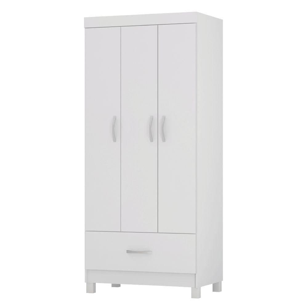 Guarda Roupas Solteiro 3 Portas 1 Gaveta Branco Prince Demóbile Branco