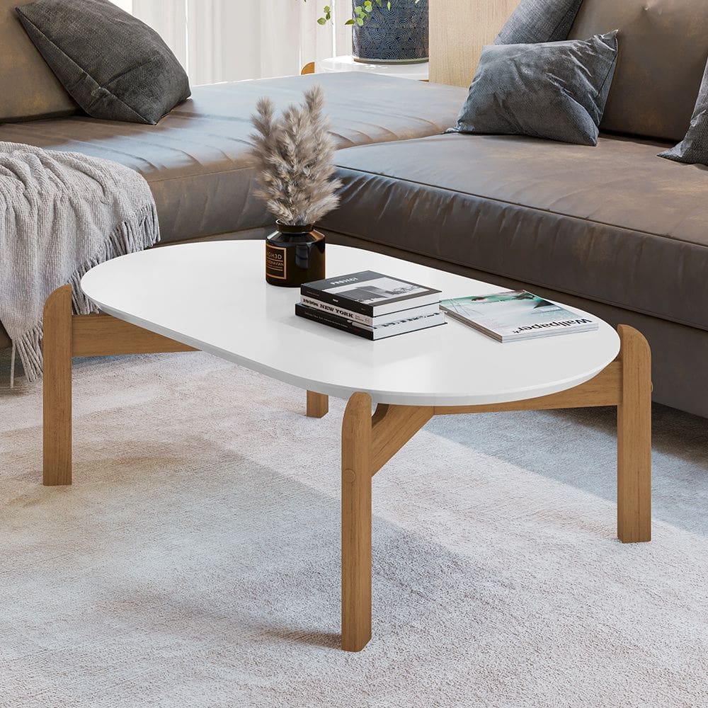 Mesa de Centro Oblonga Lizz Branco CedroCasa D