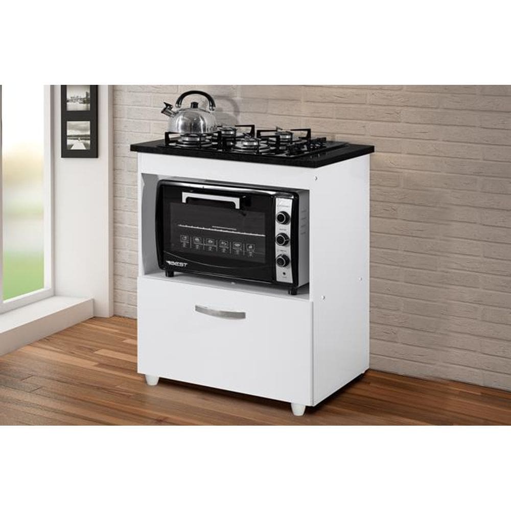 Balcão para cooktop 5 bocas Salvia - Branco