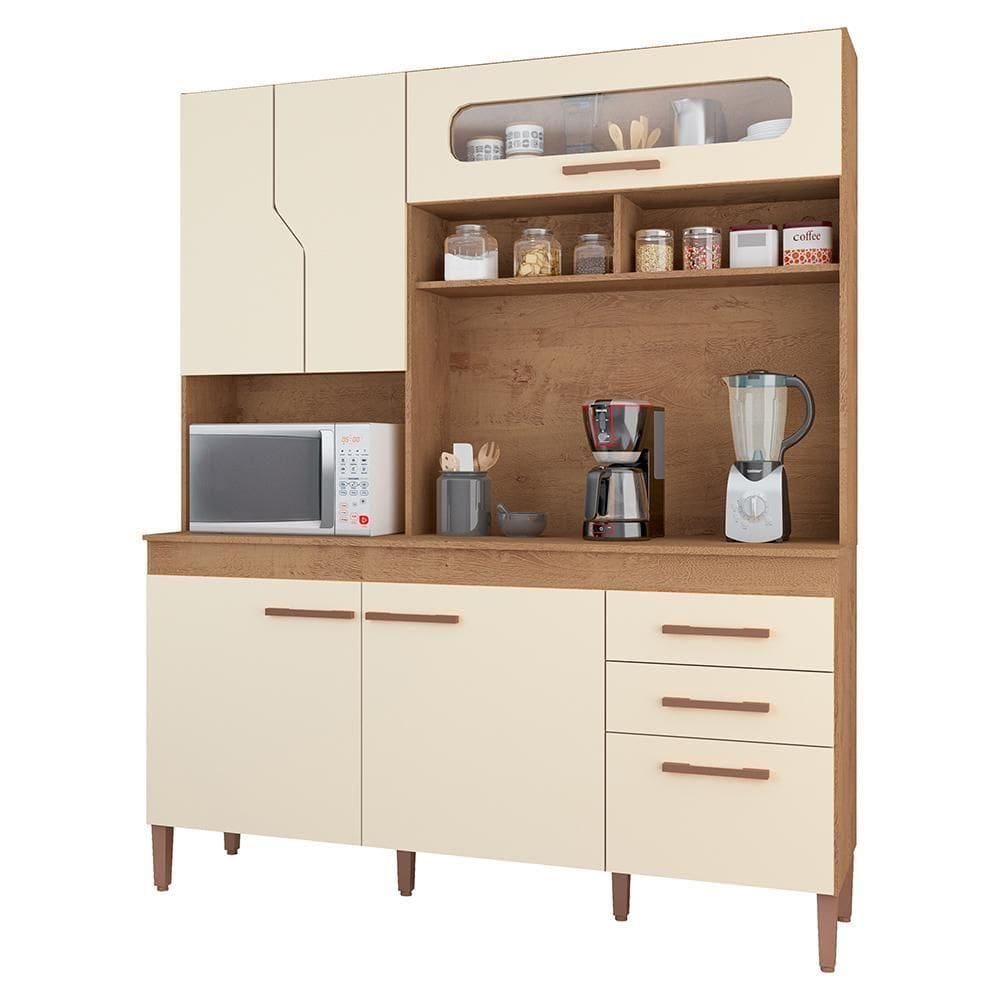 Armario Cozinha Monaco New Com 5 Portas E 3 Gavetas Canelato-off White Canelato-off White