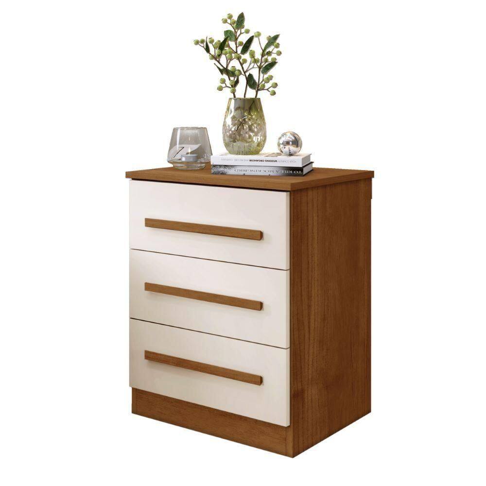 Mesa De Cabeceira Império 4 Gavetas Benetil Cor:cinamomo/off
