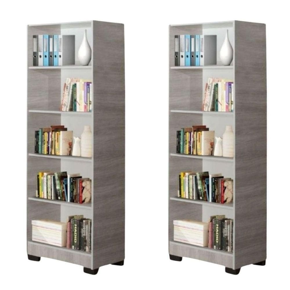 Kit 2 Estante Para Livros Giovana Natural 4 Prateleira