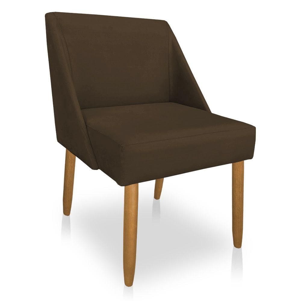 Cadeira Poltrona Juliana Suede Pés Palito Castanho Marrom