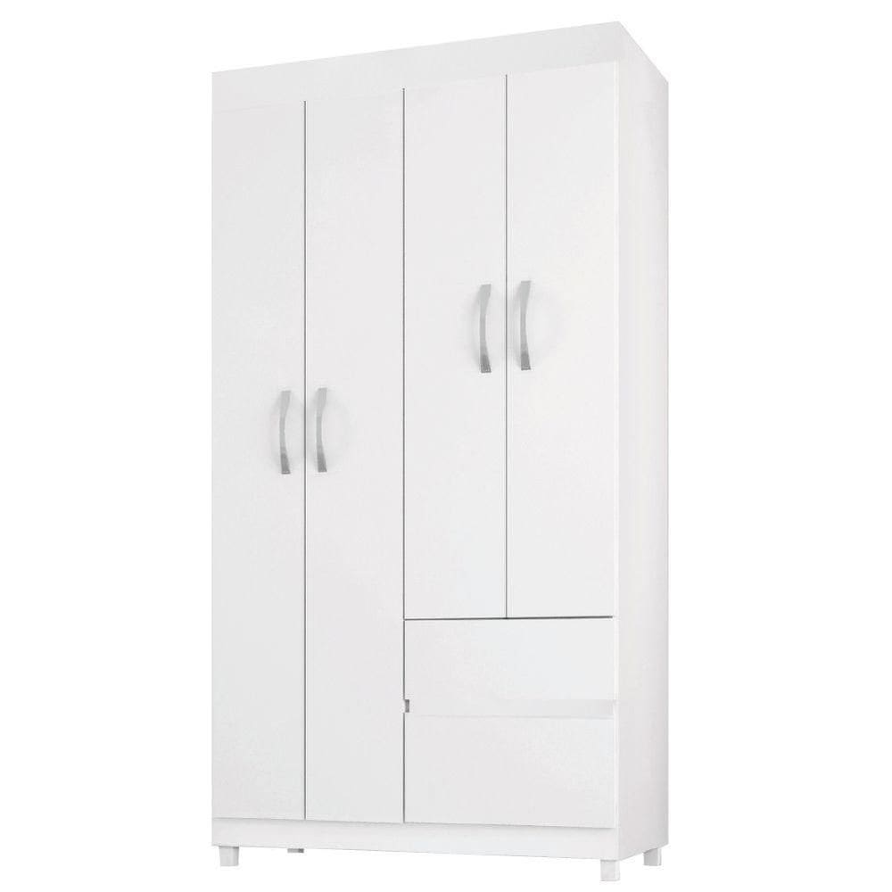 Guarda Roupas Solteiro 4 Portas 2 Gavetas Branco/rosa Flex Lótus Demóbile Branco/ros