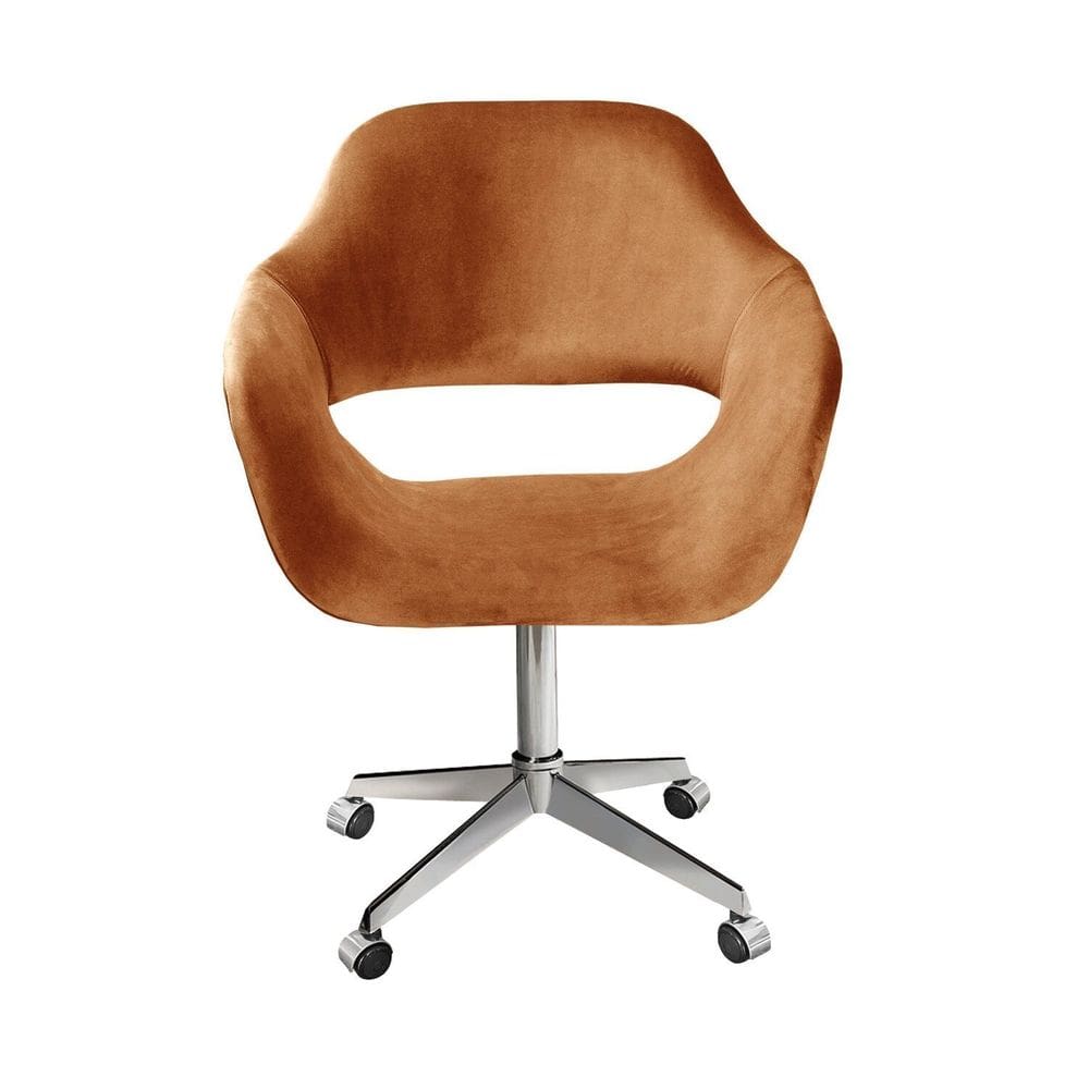 Poltrona Decorativa Zara Pé Giratório de Metal Sala Recepção Terracota