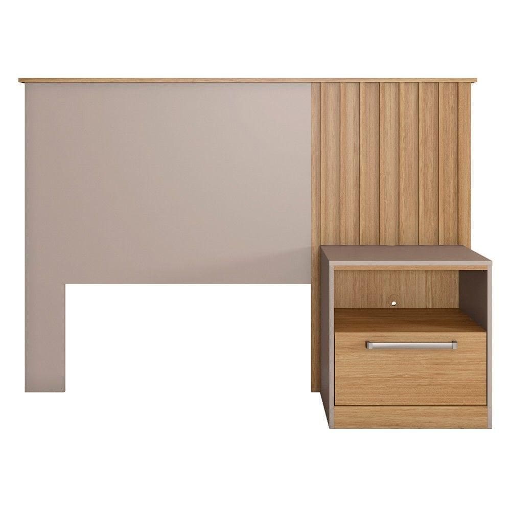 Cabeceira Solteiro Ripada Com Mesa Lateral 1 Gaveta Lucila Buriti Fendi Caemmun