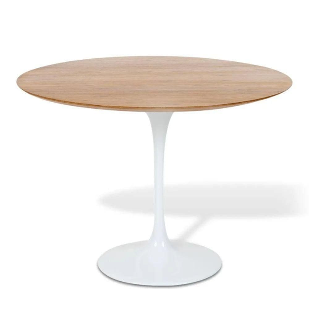 Mesa De Jantar Tulipa Saarinen Redonda 160 Cm Tampo Freijó Cores Branco