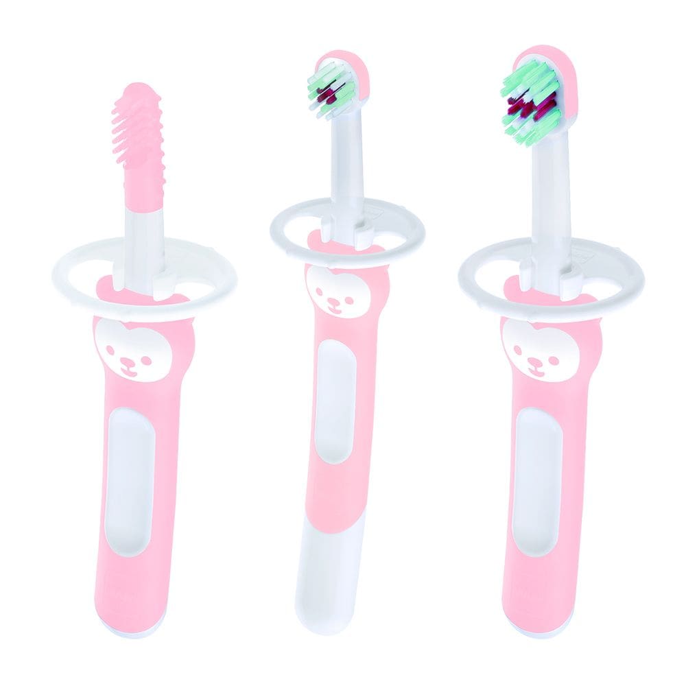 Kit com 3 Escovas de Dente para Bebê Brushes Rosa - MAM