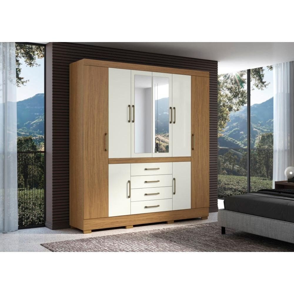 Roupeiro Nápole 8 Portas 4 Gavetas Gavetas Atacama Off White - Aramóveis
