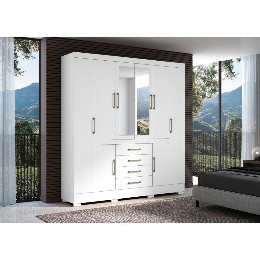 Roupeiro Nápole 8 Portas 4 Gavetas Gavetas Branco - Aramóveis